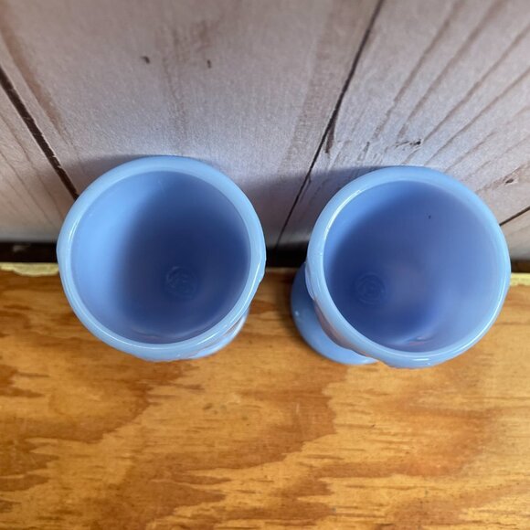 Guernsey Delphite Blue Hummel Child Face Egg Cup Set of 2 NEW Vintage Deadstock - Picture 4 of 10